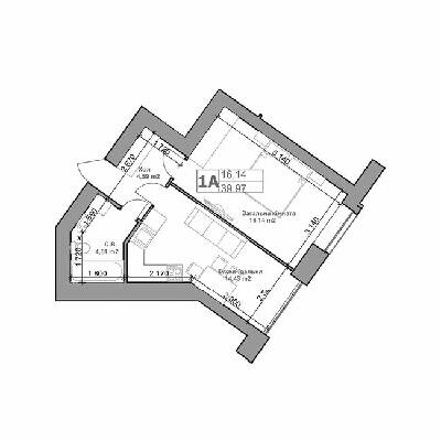 1-комнатная 39.97 м² в ЖК Родной от 23 000 грн/м², с. Гатное