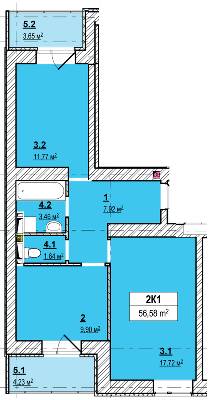 2-кімнатна 56.58 м² в ЖК Вишгород Сіті Парк від 23 000 грн/м², м. Вишгород