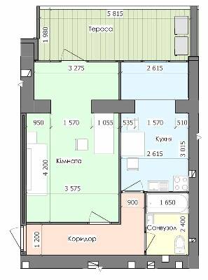 1-кімнатна 46.52 м² в ЖК Greenландія від забудовника, смт Глеваха