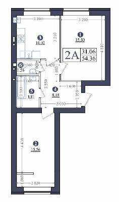2-кімнатна 54.36 м² в ЖК Емоція від 16 000 грн/м², с. Хотів