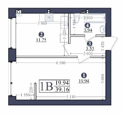 1-кімнатна 39.16 м² в ЖК Емоція від 16 500 грн/м², с. Хотів
