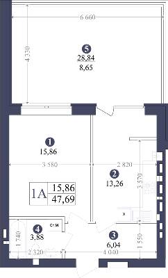 1-кімнатна 47.69 м² в ЖК Емоція від 16 500 грн/м², с. Хотів