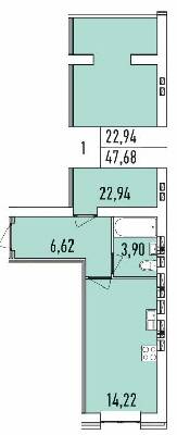 1-кімнатна 47.68 м² в ЖК Аристократ від 21 000 грн/м², м. Біла Церква
