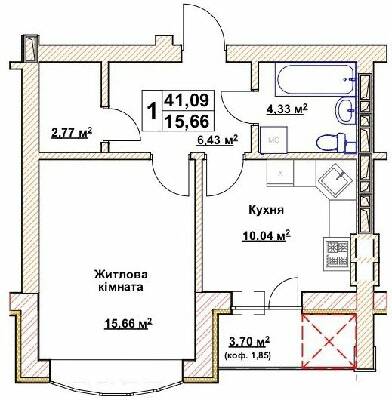 1-кімнатна 41.09 м² в ЖК Гранд Парк від 14 000 грн/м², м. Бровари