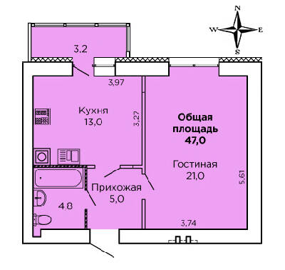 1-кімнатна 47 м² в ЖК Levanevsky від 17 900 грн/м², Миколаїв