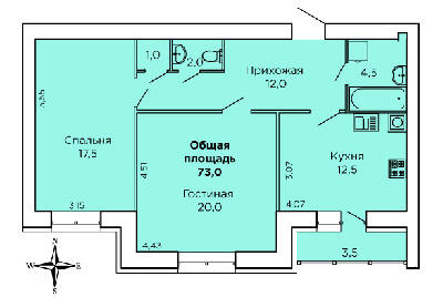 2-кімнатна 73 м² в ЖК Levanevsky від 17 900 грн/м², Миколаїв