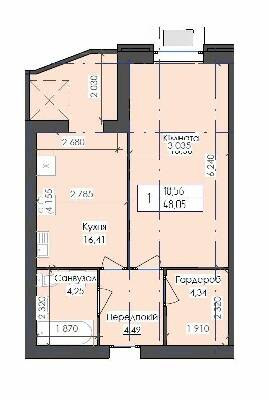 1-комнатная 48.05 м² в ЖК Престиж от 10 000 грн/м², г. Южноукраинск