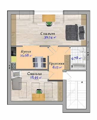 2-комнатная 72.68 м² в ЖК Княжичи от 17 350 грн/м², Николаев