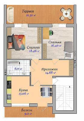 2-комнатная 72.6 м² в ЖК Княжичи от 17 350 грн/м², Николаев