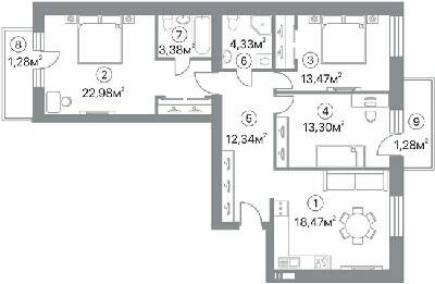 3-комнатная 90.83 м² в ЖК Оскар от 36 950 грн/м², Полтава