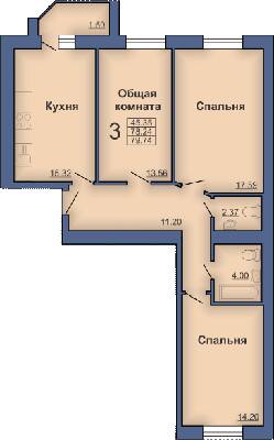 3-комнатная 79.74 м² в ЖК на ул. Мира, 18В от 17 500 грн/м², Полтава