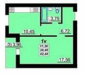 1-комнатная 42.44 м² в ЖК Лазурный от 18 500 грн/м², Полтава