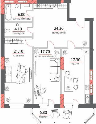 2-комнатная 97.3 м² в ЖК на ул. Пилипа Орлика, 26 от 37 300 грн/м², Полтава