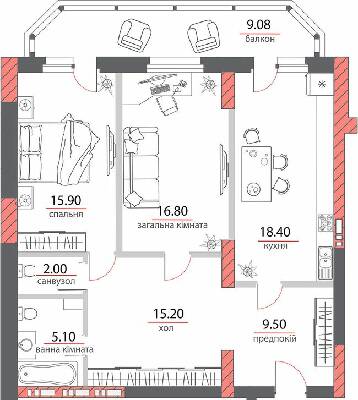 2-комнатная 91.98 м² в ЖК на ул. Пилипа Орлика, 26 от 37 300 грн/м², Полтава