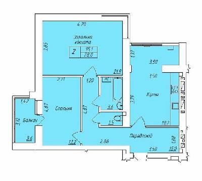 2-комнатная 78 м² в ЖК Центральный от 14 000 грн/м², г. Кременчуг