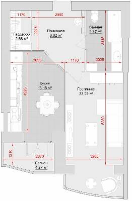 1-комнатная 58 м² в ЖК на ул. Троицкая, 74 от 18 650 грн/м², г. Кременчуг
