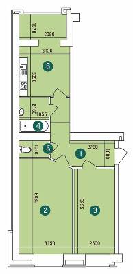 2-кімнатна 61.67 м² в ЖК Зарічний від 12 900 грн/м², Суми
