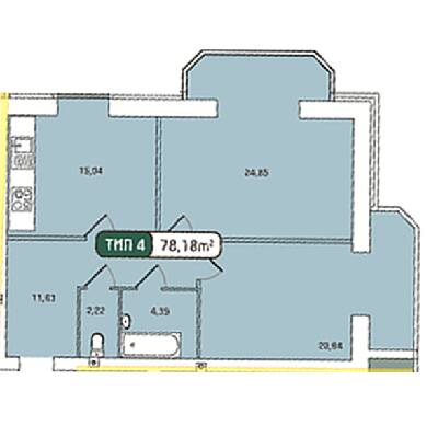2-кімнатна 78.18 м² в ЖК Зарічний від 12 900 грн/м², Суми