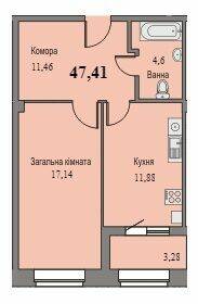 1-кімнатна 47.41 м² в ЖК Парковий від 11 500 грн/м², м. Ромни