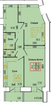 2-кімнатна 73.17 м² в ЖК Еверест від 16 000 грн/м², Суми