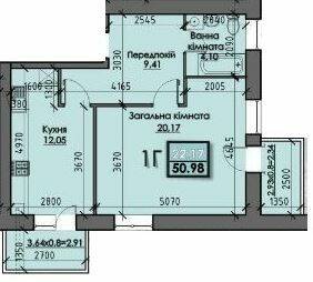 1-кімнатна 50.98 м² в ЖК Iceberg від 12 400 грн/м², Суми