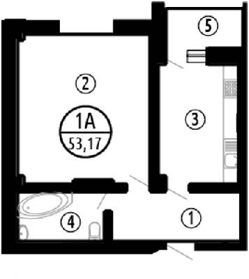 1-комнатная 53.17 м² в ЖК Парковий от 28 900 грн/м², Полтава