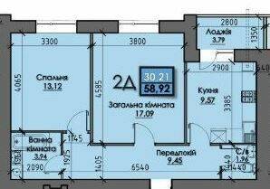 2-кімнатна 58.92 м² в ЖК Iceberg від 13 200 грн/м², Суми
