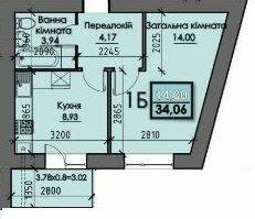 1-кімнатна 34.06 м² в ЖК Iceberg від 12 600 грн/м², Суми