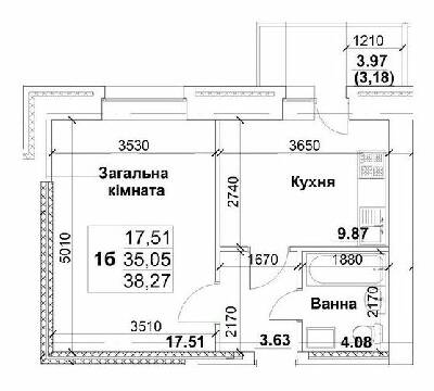 1-кімнатна 38.27 м² в ЖК на вул. Інтернаціоналістів, 35/1-35/5 від 11 100 грн/м², Суми