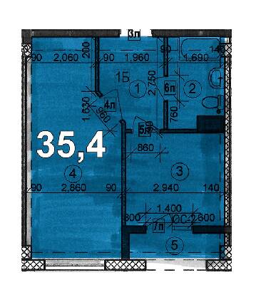 1-комнатная 35.4 м² в ЖК Солнечный Остров от 12 950 грн/м², Херсон