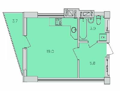 1-комнатная 29.8 м² в ЖК 360 от застройщика, Ровно