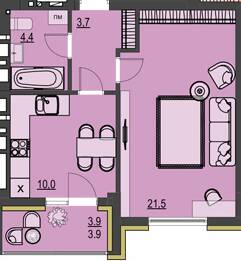 1-комнатная 43.5 м² в ЖК Prestige Apartments от 23 350 грн/м², Ровно