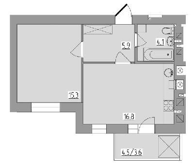 1-комнатная 45.7 м² в ЖК Королёва от 16 900 грн/м², Ровно