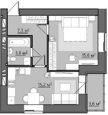 1-кімнатна 45.5 м² в ЖК Сімейний від 22 650 грн/м², Рівне