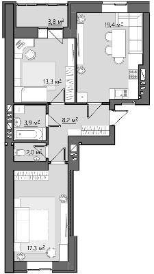 2-кімнатна 67.9 м² в ЖК Сімейний від 16 800 грн/м², Рівне