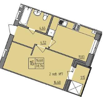 1-кімнатна 38.76 м² в ЖК Villa Viola від 15 000 грн/м², Рівне