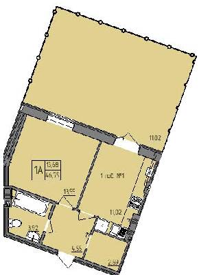 1-кімнатна 46.75 м² в ЖК Villa Viola від 15 000 грн/м², Рівне