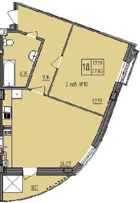 1-кімнатна 57.82 м² в ЖК Villa Viola від 15 000 грн/м², Рівне