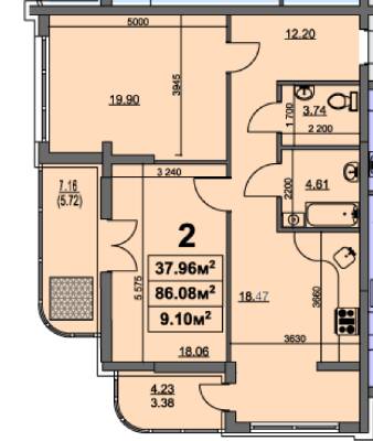 2-комнатная 86.08 м² в ЖК на ул. Припортовая (Героев Сталинграда), 22/1 от 14 850 грн/м², Черкассы