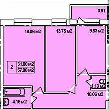 2-комнатная 57.88 м² в ЖК на вул. Коваля, 2 от 12 400 грн/м², г. Березно