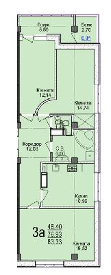 3-комнатная 83.33 м² в ЖК Свято-Троицкий посад от 16 000 грн/м², Черкассы