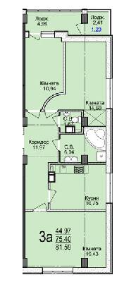 3-комнатная 81.59 м² в ЖК Свято-Троицкий посад от 18 500 грн/м², Черкассы