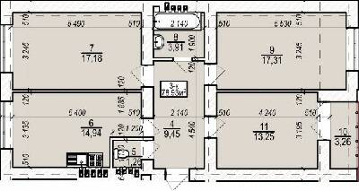 3-комнатная 78.93 м² в ЖК На Щасливому от 13 800 грн/м², Ровно