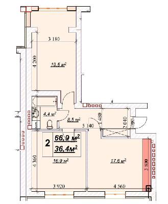 2-комнатная 66.9 м² в ЖК Европейский от 18 300 грн/м², Ровно