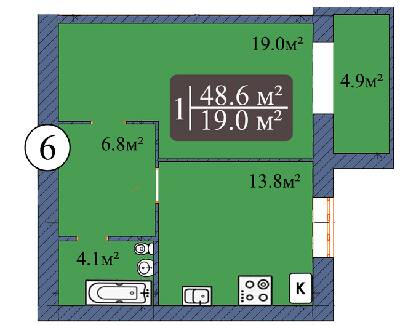 1-комнатная 49.6 м² в ЖК Мечта от 12 500 грн/м², Чернигов