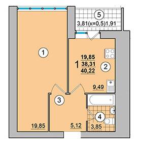 1-комнатная 40.22 м² в ЖК на Масанах от застройщика, Чернигов