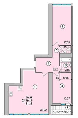 2-комнатная 81.28 м² в ЖК на Масанах от 10 900 грн/м², Чернигов