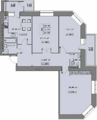 3-комнатная 98.85 м² в ЖК Говард от 15 500 грн/м², Тернополь
