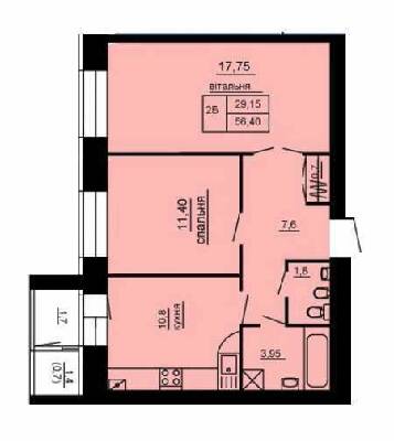 2-кімнатна 56.4 м² в ЖК Парковий комплекс від 16 000 грн/м², Тернопіль