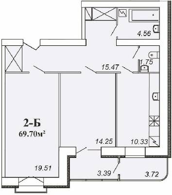 2-комнатная 69.7 м² в ЖК Парковый от 11 200 грн/м², Чернигов
